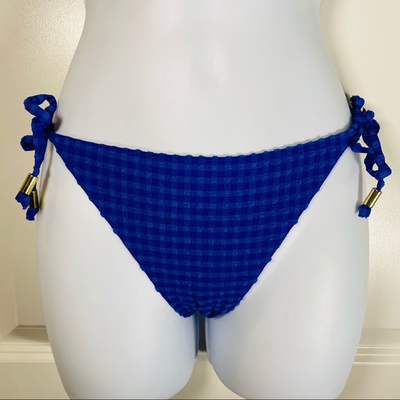 Cobalt Blue Textured Check 2 Pc Bikini - Picture 6 of 10